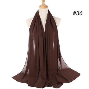 Hijab Scarf 72*175cm Plain Chiffon Scarves For Women Muslim Fasion Islam Clothing Headscarves Shawl For Ladies Headwrap Ramadan - TageUnlimited