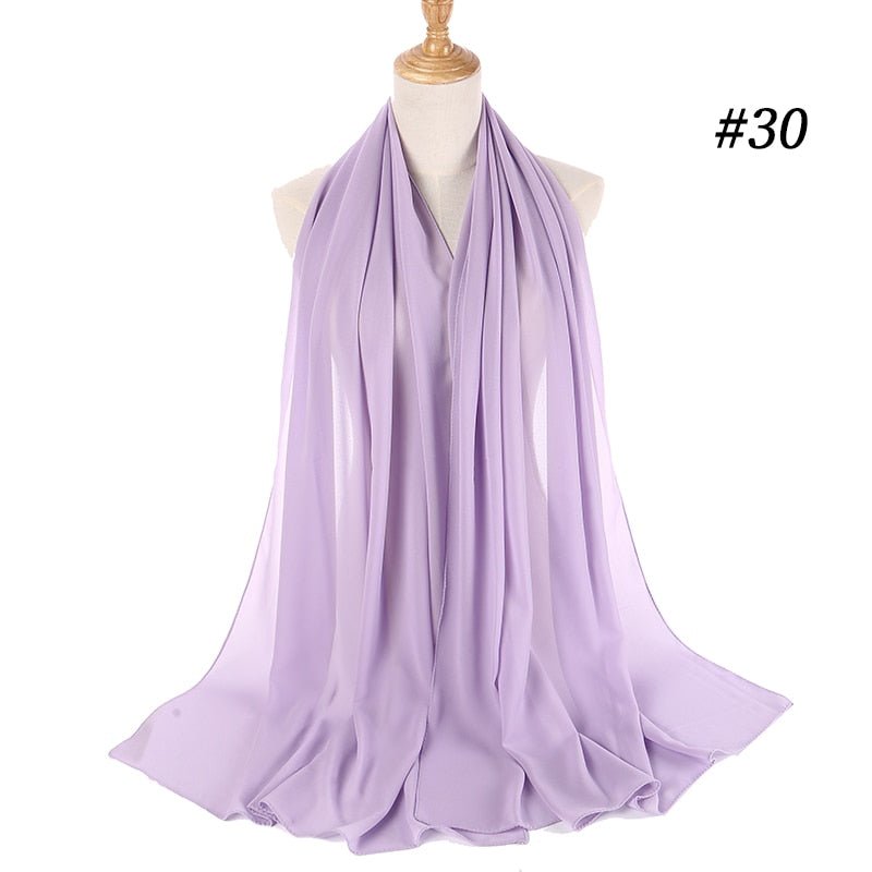 Hijab Scarf 72*175cm Plain Chiffon Scarves For Women Muslim Fasion Islam Clothing Headscarves Shawl For Ladies Headwrap Ramadan - TageUnlimited
