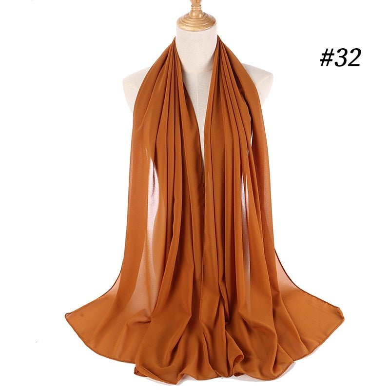 Hijab Scarf 72*175cm Plain Chiffon Scarves For Women Muslim Fasion Islam Clothing Headscarves Shawl For Ladies Headwrap Ramadan - TageUnlimited