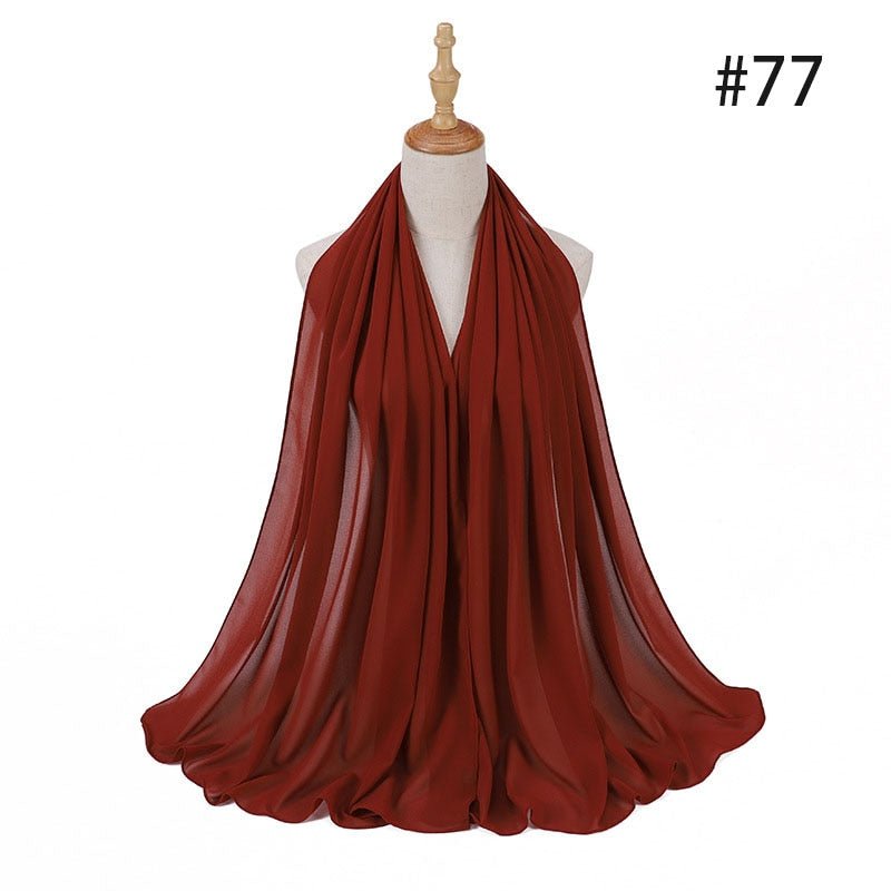 Hijab Scarf 72*175cm Plain Chiffon Scarves For Women Muslim Fasion Islam Clothing Headscarves Shawl For Ladies Headwrap Ramadan | TageUnlimited