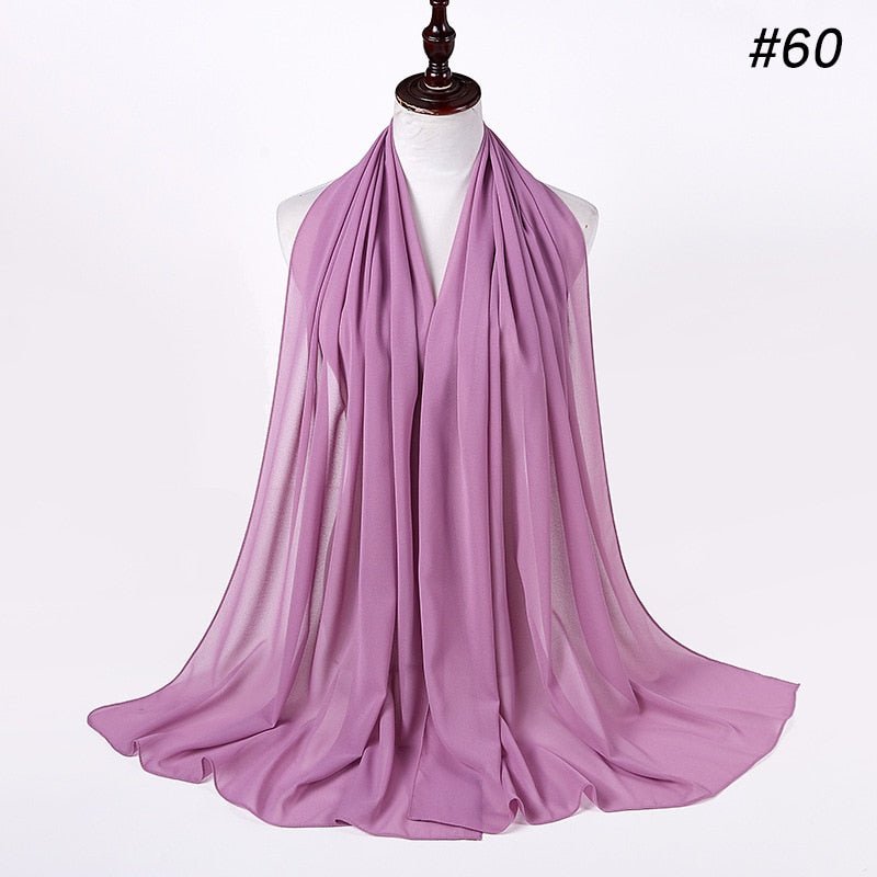 Hijab Scarf 72*175cm Plain Chiffon Scarves For Women Muslim Fasion Islam Clothing Headscarves Shawl For Ladies Headwrap Ramadan | TageUnlimited