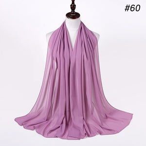 Hijab Scarf 72*175cm Plain Chiffon Scarves For Women Muslim Fasion Islam Clothing Headscarves Shawl For Ladies Headwrap Ramadan | TageUnlimited