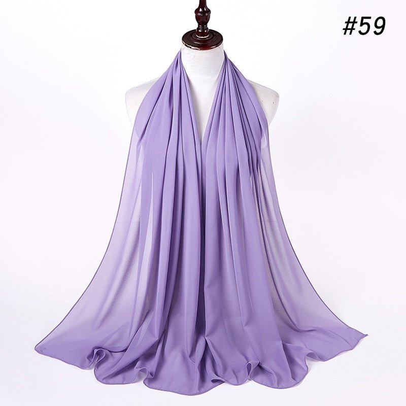 Hijab Scarf 72*175cm Plain Chiffon Scarves For Women Muslim Fasion Islam Clothing Headscarves Shawl For Ladies Headwrap Ramadan | TageUnlimited