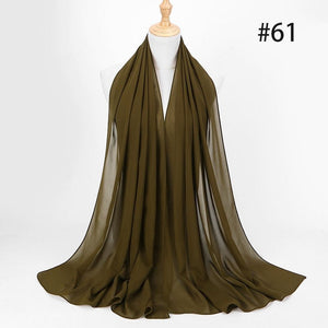 Hijab Scarf 72*175cm Plain Chiffon Scarves For Women Muslim Fasion Islam Clothing Headscarves Shawl For Ladies Headwrap Ramadan | TageUnlimited
