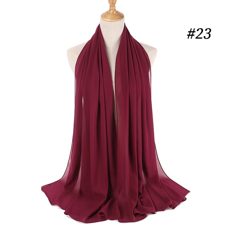 Hijab Scarf 72*175cm Plain Chiffon Scarves For Women Muslim Fasion Islam Clothing Headscarves Shawl For Ladies Headwrap Ramadan - TageUnlimited
