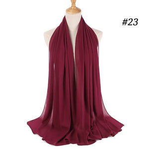 Hijab Scarf 72*175cm Plain Chiffon Scarves For Women Muslim Fasion Islam Clothing Headscarves Shawl For Ladies Headwrap Ramadan - TageUnlimited