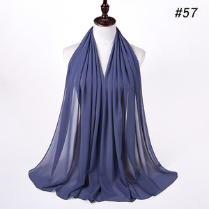 Hijab Scarf 72*175cm Plain Chiffon Scarves For Women Muslim Fasion Islam Clothing Headscarves Shawl For Ladies Headwrap Ramadan - TageUnlimited