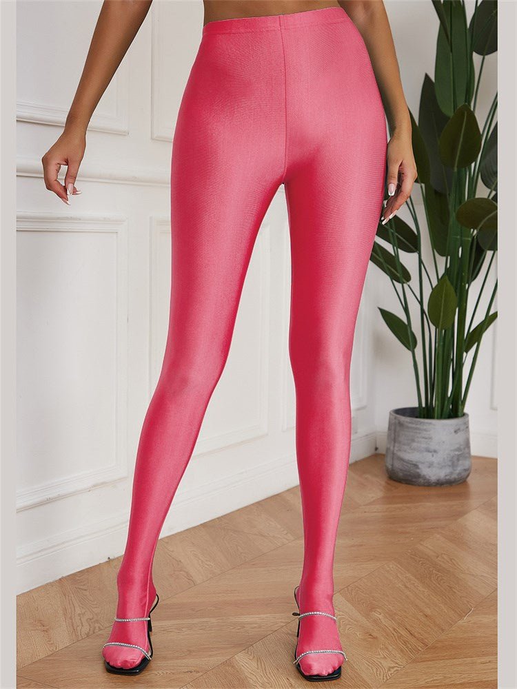 InGrily Simple New Foot Pants Women Solid Body-Shaping Concise Mid Waist Elastic All-Match Trousers Street Female Attirewear | 0 | TageUnlimited
