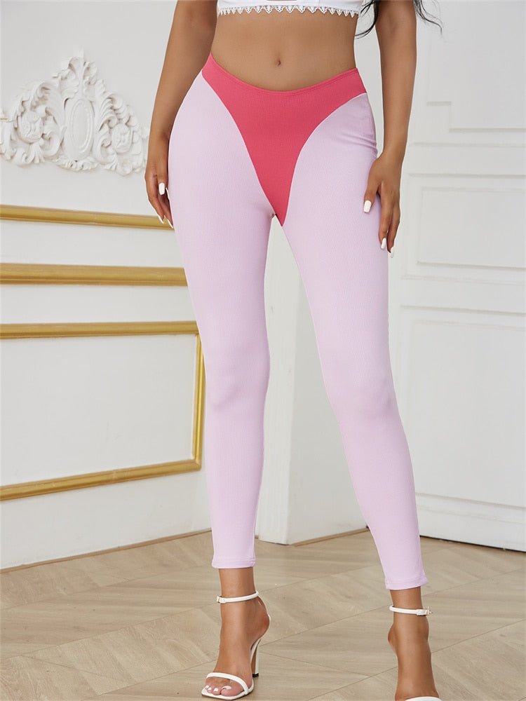 InGrily Summer Y2k Legging Women Skinng Sporty Stretchy Body-Shaping Pants Ribbed Patchwork Work Out Acctivewear Female Trousers | 0 | TageUnlimited