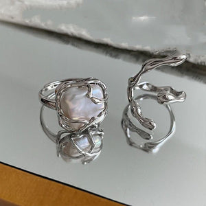 INS Fashion Silver Color Minimalist Irregular Twined Finger Rings Creative Geometric Punk Opening Rings for Women Girls Jewelry | 0 | Tage-Active