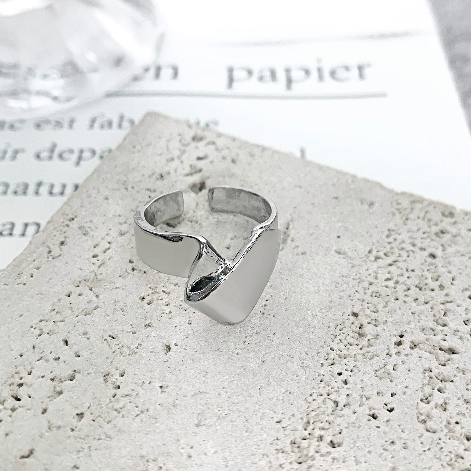 INS Fashion Silver Color Minimalist Irregular Twined Finger Rings Creative Geometric Punk Opening Rings for Women Girls Jewelry | 0 | Tage-Active