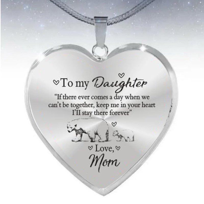 Kawaii Cartoon Bear Mom and Baby Heart Necklace Gold Silver Plated To My Daughter Necklaces For Girls Kids Birthday Gifts | 0 | Tage-Active
