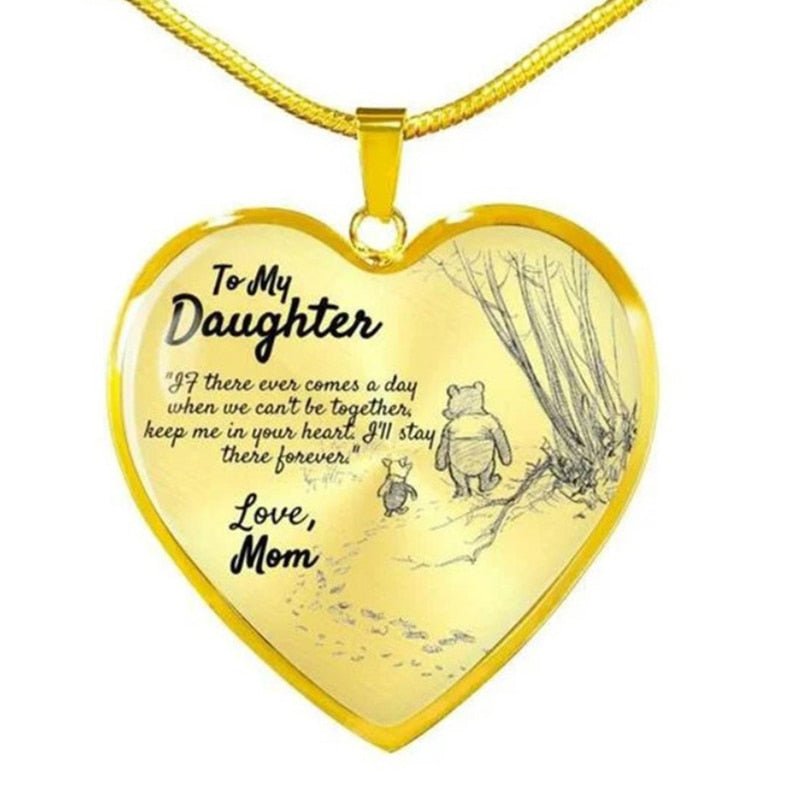 Kawaii Cartoon Bear Mom and Baby Heart Necklace Gold Silver Plated To My Daughter Necklaces For Girls Kids Birthday Gifts | 0 | Tage-Active