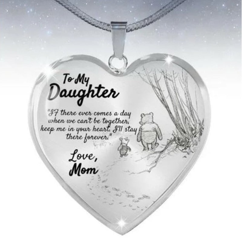 Kawaii Cartoon Bear Mom and Baby Heart Necklace Gold Silver Plated To My Daughter Necklaces For Girls Kids Birthday Gifts | 0 | Tage-Active