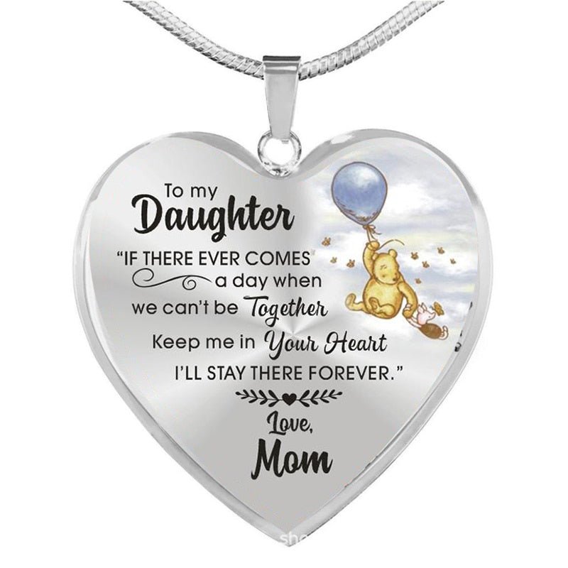Kawaii Cartoon Bear Mom and Baby Heart Necklace Gold Silver Plated To My Daughter Necklaces For Girls Kids Birthday Gifts | 0 | Tage-Active