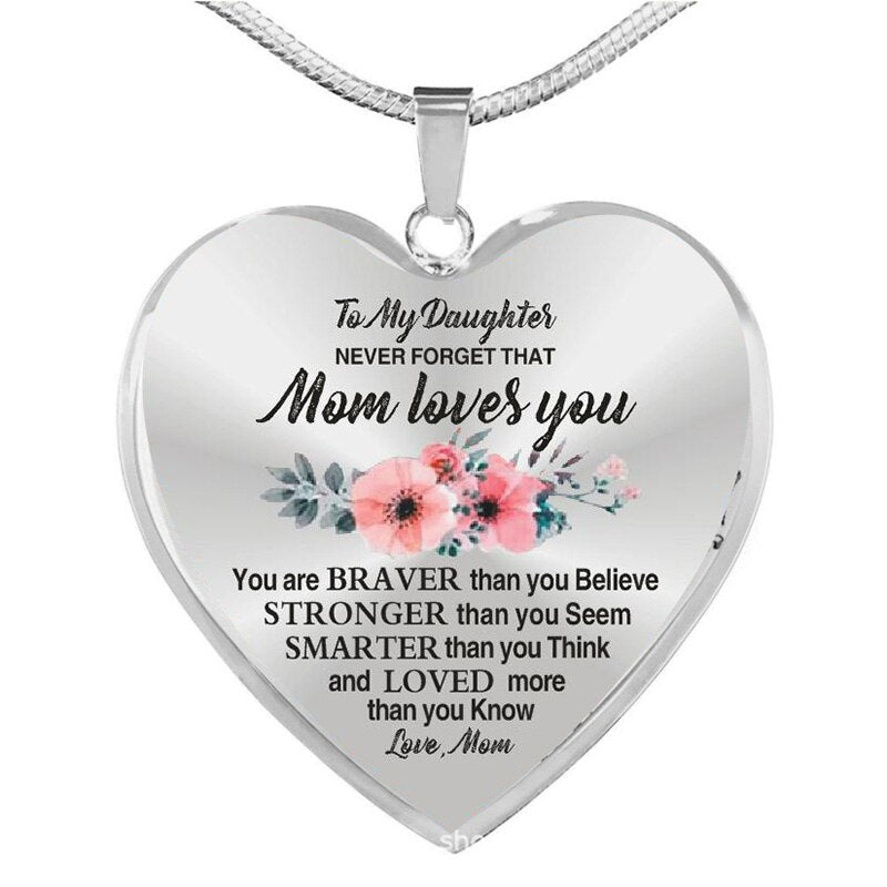 Kawaii Cartoon Bear Mom and Baby Heart Necklace Gold Silver Plated To My Daughter Necklaces For Girls Kids Birthday Gifts | 0 | Tage-Active