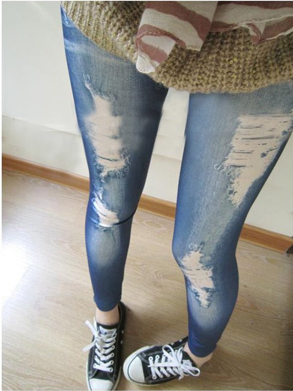 Stylish Slim Pencil Pants Hole Jean Legging Nine of Pants Render Pants | 0 | TageUnlimited