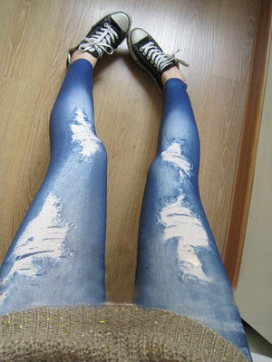 Stylish Slim Pencil Pants Hole Jean Legging Nine of Pants Render Pants | 0 | TageUnlimited