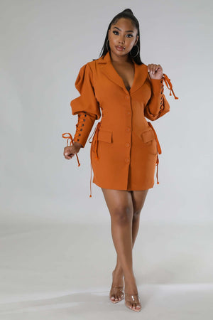 Lace Up Lantern Blazer Style Mini Dress Women Fashion Single Breasted Long Sleeve Dresses Autumn Winter Female Slim Clothing | 0 | TageUnlimited