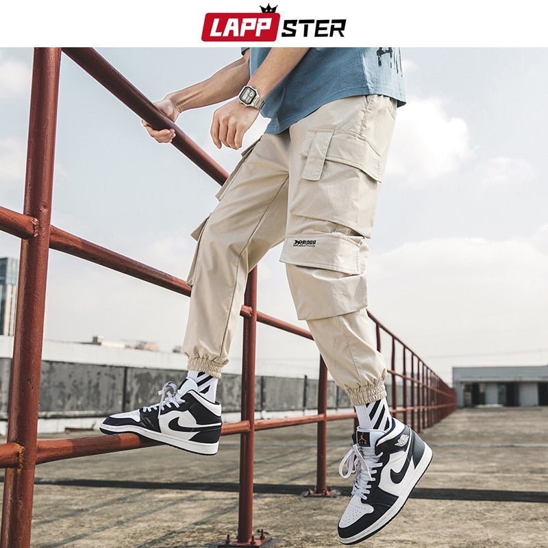 LAPPSTER Men Black Embroidery Joggers Pants Man Streetwear Cargo Pants Male Pocket Sweatpants Grey Tactical Pants Plus Size | 0 | Tage-Active