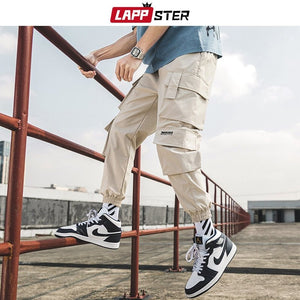 LAPPSTER Men Black Embroidery Joggers Pants Man Streetwear Cargo Pants Male Pocket Sweatpants Grey Tactical Pants Plus Size | 0 | Tage-Active