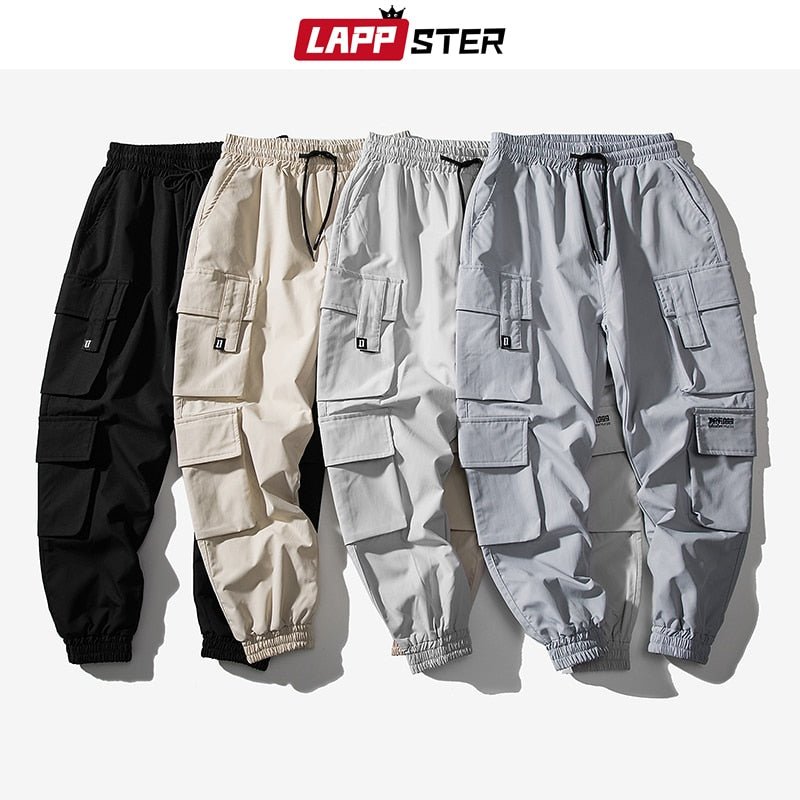 LAPPSTER Men Black Embroidery Joggers Pants Man Streetwear Cargo Pants Male Pocket Sweatpants Grey Tactical Pants Plus Size | 0 | Tage-Active