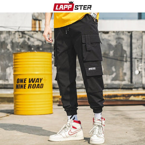 LAPPSTER Men Black Embroidery Joggers Pants Man Streetwear Cargo Pants Male Pocket Sweatpants Grey Tactical Pants Plus Size | 0 | Tage-Active