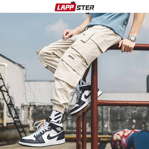 LAPPSTER Men Black Embroidery Joggers Pants Man Streetwear Cargo Pants Male Pocket Sweatpants Grey Tactical Pants Plus Size | 0 | Tage-Active