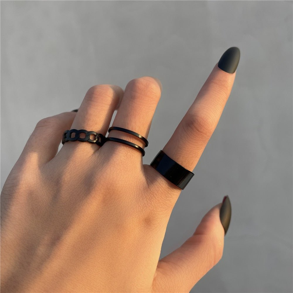 LATS 7pcs Fashion Jewelry Rings Set Hot Selling Metal Hollow Round Opening Women Finger Ring for Girl Lady Party Wedding Gifts | 0 | Tage-Active