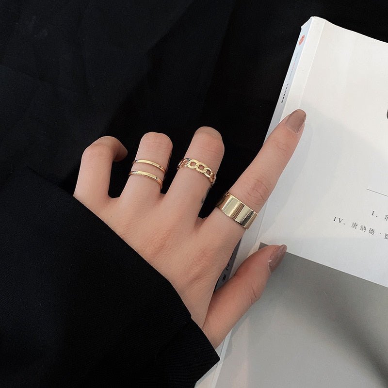 LATS 7pcs Fashion Jewelry Rings Set Hot Selling Metal Hollow Round Opening Women Finger Ring for Girl Lady Party Wedding Gifts | 0 | Tage-Active