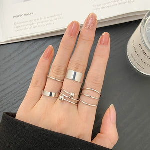 LATS 7pcs Fashion Jewelry Rings Set Hot Selling Metal Hollow Round Opening Women Finger Ring for Girl Lady Party Wedding Gifts | 0 | Tage-Active