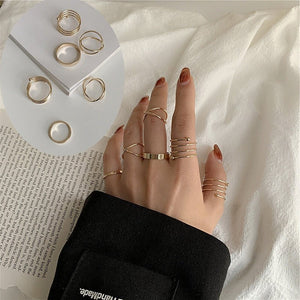 LATS 7pcs Fashion Jewelry Rings Set Hot Selling Metal Hollow Round Opening Women Finger Ring for Girl Lady Party Wedding Gifts | 0 | Tage-Active