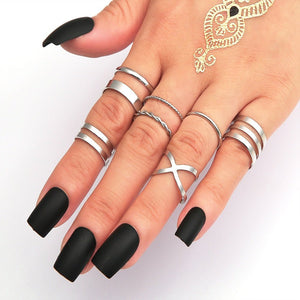 LATS 7pcs Fashion Jewelry Rings Set Hot Selling Metal Hollow Round Opening Women Finger Ring for Girl Lady Party Wedding Gifts | 0 | Tage-Active