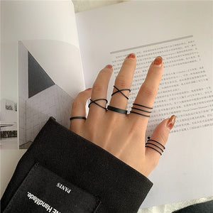 LATS 7pcs Fashion Jewelry Rings Set Hot Selling Metal Hollow Round Opening Women Finger Ring for Girl Lady Party Wedding Gifts | 0 | Tage-Active