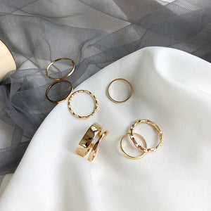 LATS 7pcs Fashion Jewelry Rings Set Hot Selling Metal Hollow Round Opening Women Finger Ring for Girl Lady Party Wedding Gifts | 0 | Tage-Active