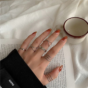 LATS 7pcs Fashion Jewelry Rings Set Hot Selling Metal Hollow Round Opening Women Finger Ring for Girl Lady Party Wedding Gifts | 0 | Tage-Active
