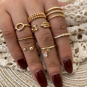 LATS Bohemian Gold Color Chain Rings Set for Women Fashion Boho Coin Snake Moon Star Rings Party Female Trend Jewelry Gifts | 0 | Tage-Active