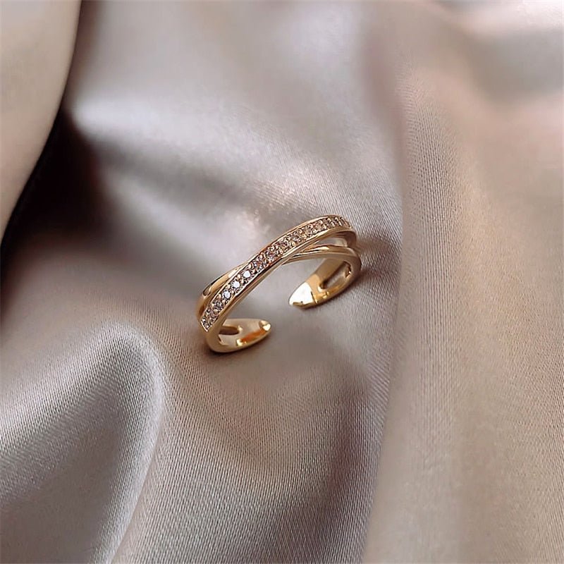 LATS Luxury Gold Color Pearl Zircon Rings for Woman Vintage Sexy Open Ring Party Joint Ring Fashion Elegant Jewelry Gifts - TageUnlimited