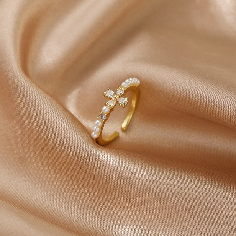 LATS Luxury Gold Color Pearl Zircon Rings for Woman Vintage Sexy Open Ring Party Joint Ring Fashion Elegant Jewelry Gifts | 0 | Tage-Active