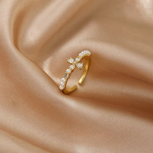 LATS Luxury Gold Color Pearl Zircon Rings for Woman Vintage Sexy Open Ring Party Joint Ring Fashion Elegant Jewelry Gifts | 0 | Tage-Active
