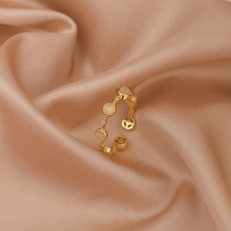 LATS Luxury Gold Color Pearl Zircon Rings for Woman Vintage Sexy Open Ring Party Joint Ring Fashion Elegant Jewelry Gifts - TageUnlimited