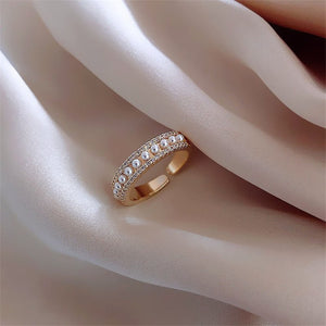 LATS Luxury Gold Color Pearl Zircon Rings for Woman Vintage Sexy Open Ring Party Joint Ring Fashion Elegant Jewelry Gifts | 0 | Tage-Active
