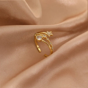 LATS Luxury Gold Color Pearl Zircon Rings for Woman Vintage Sexy Open Ring Party Joint Ring Fashion Elegant Jewelry Gifts | 0 | Tage-Active