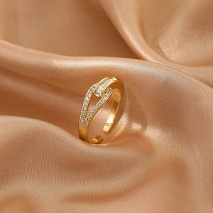 LATS Luxury Gold Color Pearl Zircon Rings for Woman Vintage Sexy Open Ring Party Joint Ring Fashion Elegant Jewelry Gifts - TageUnlimited