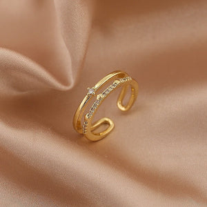 LATS Luxury Gold Color Pearl Zircon Rings for Woman Vintage Sexy Open Ring Party Joint Ring Fashion Elegant Jewelry Gifts | 0 | Tage-Active