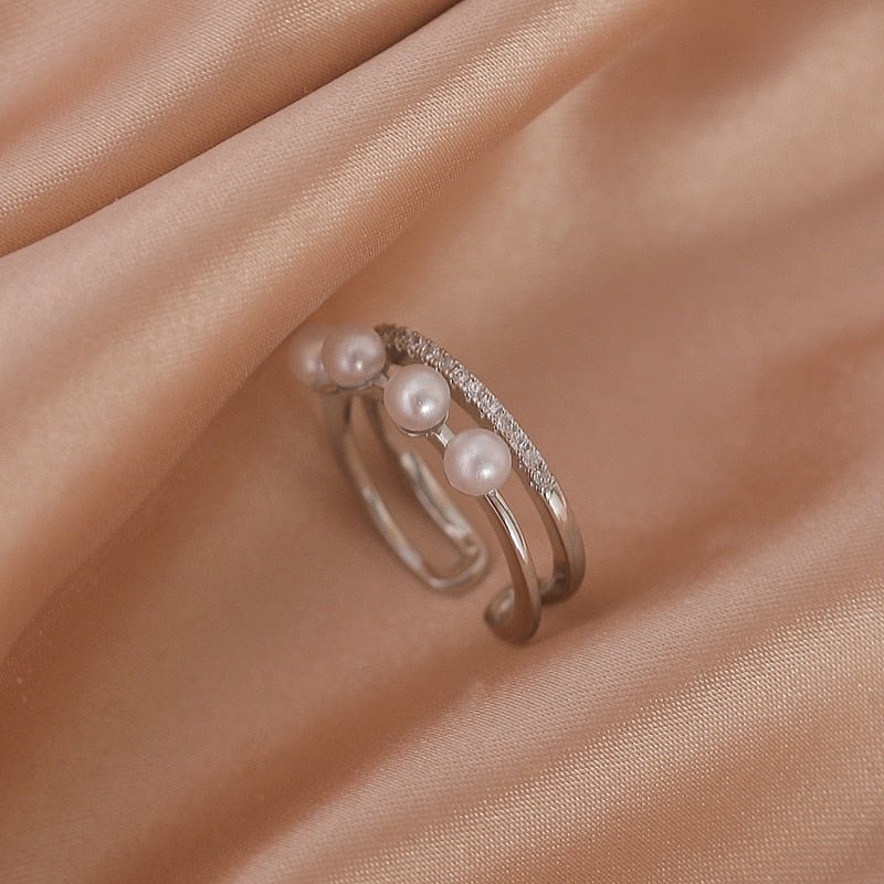 LATS Luxury Gold Color Pearl Zircon Rings for Woman Vintage Sexy Open Ring Party Joint Ring Fashion Elegant Jewelry Gifts | 0 | Tage-Active