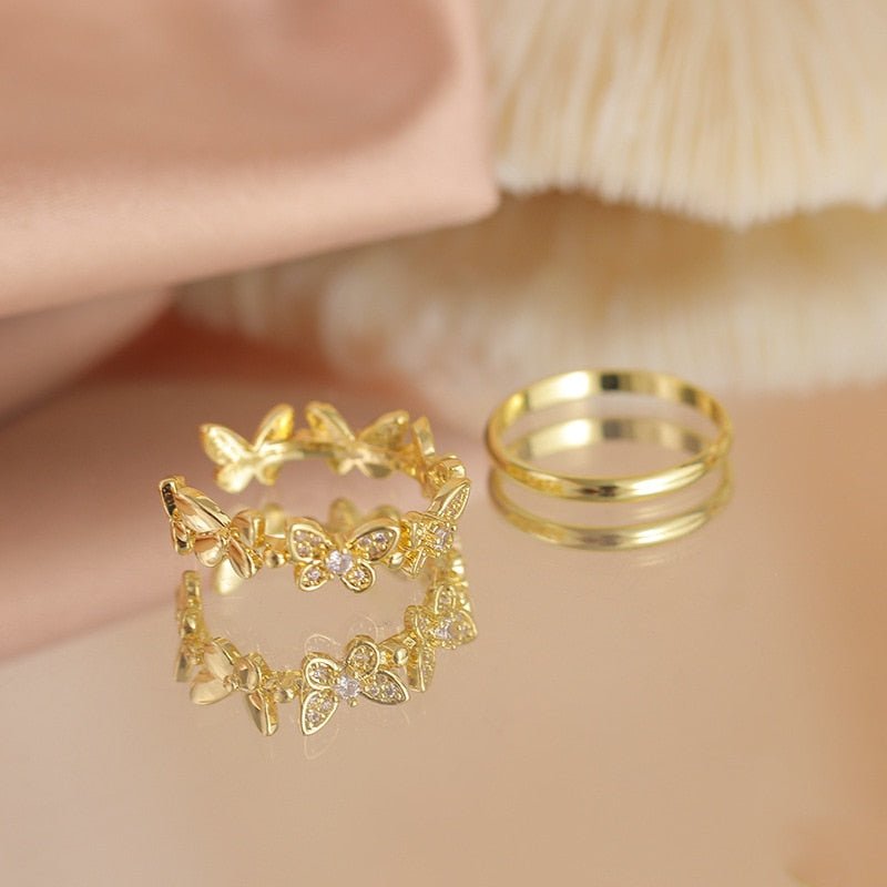 LATS Luxury Gold Color Pearl Zircon Rings for Woman Vintage Sexy Open Ring Party Joint Ring Fashion Elegant Jewelry Gifts | 0 | Tage-Active