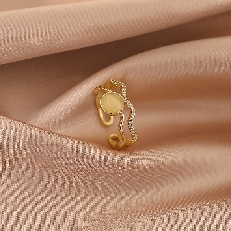 LATS Luxury Gold Color Pearl Zircon Rings for Woman Vintage Sexy Open Ring Party Joint Ring Fashion Elegant Jewelry Gifts | 0 | Tage-Active