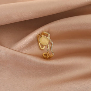 LATS Luxury Gold Color Pearl Zircon Rings for Woman Vintage Sexy Open Ring Party Joint Ring Fashion Elegant Jewelry Gifts | 0 | Tage-Active