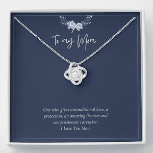Love Knot Necklace - One Who Gives Unconditional Love | Jewelry | C30011TG, C30011TR, christmas gifts, daughter necklace, daughter necklace from dad, gift-for-mom, Gifts, gifts for christmas, Gifts for Mom, Love Knot Necklace, lx-C30011, mother daughter necklace, mother daughter necklace set, mother daughter necklaces, necklace, Necklace Gifts, Necklaces, necklaces gifts, PB23-WOOD, PROD-728786, PT-922, TNM-1, USER-43062, white gold love knot necklace, White Gold Necklace | TageUnlimited
